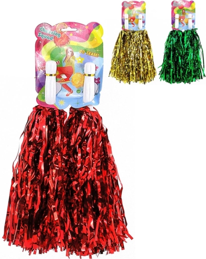 Cheerleading pom-poms with tassels 30 cm (2 pcs) – assorted colors