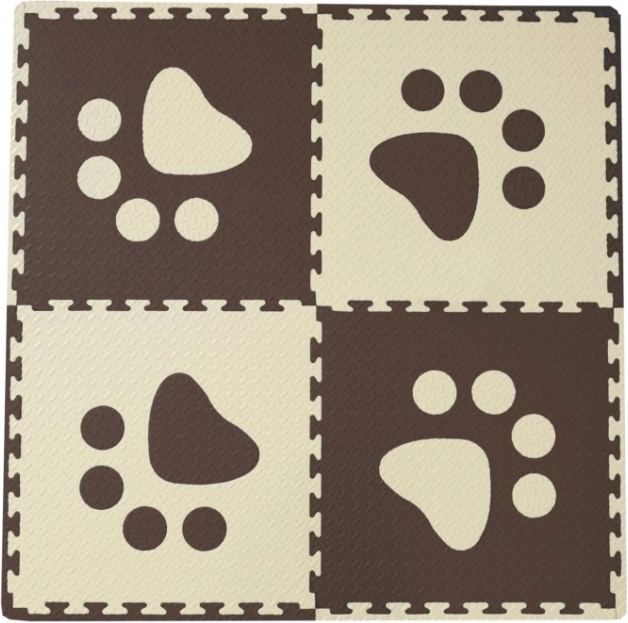 Foam baby rug with brown and beige edges