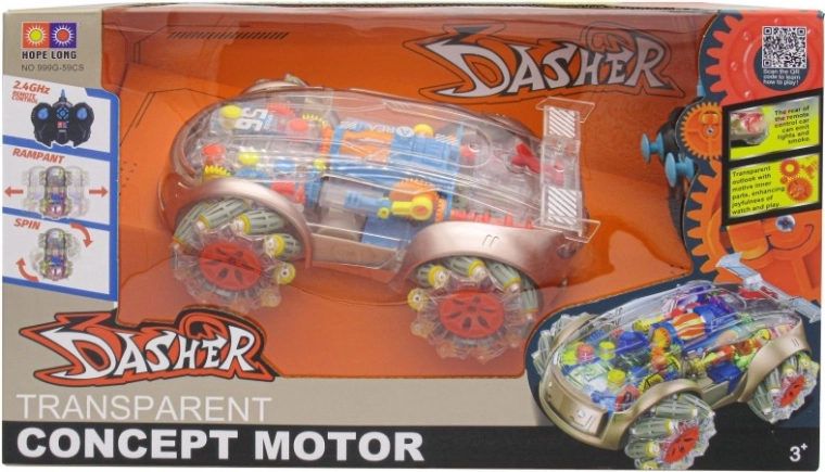 RC car with smoke effect and transparent design