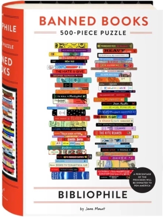 Galison Puzzle Bibliophile Banned Books by Jane Mount, 500 Pieces