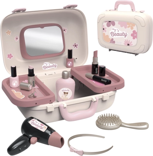 Portable case with mirror