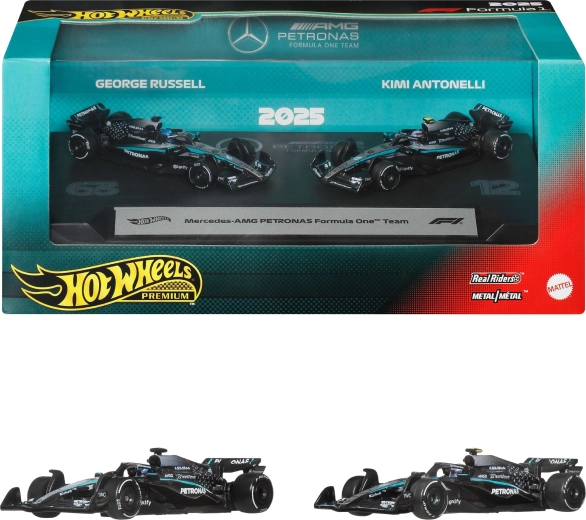Hot Wheels Premium Формула 1 Mercedes-AMG Petronas Кими Антонели и Джордж Ръсел – 2 бр.