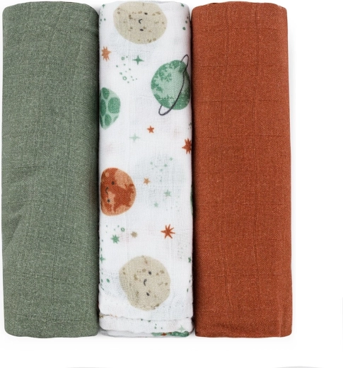 Petite&Mars bamboo muslin swaddles Moussy Celestial Planets 68 × 68 cm (3 pcs)