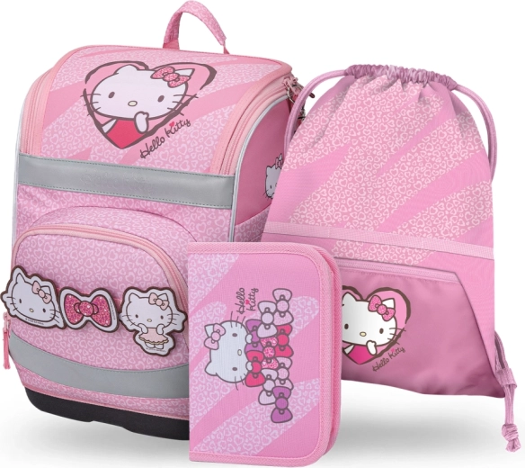 Училищен комплект Baagl Zippy Plus Hello Kitty Sweet Leopard – ученическа раница, несесер и торбичка