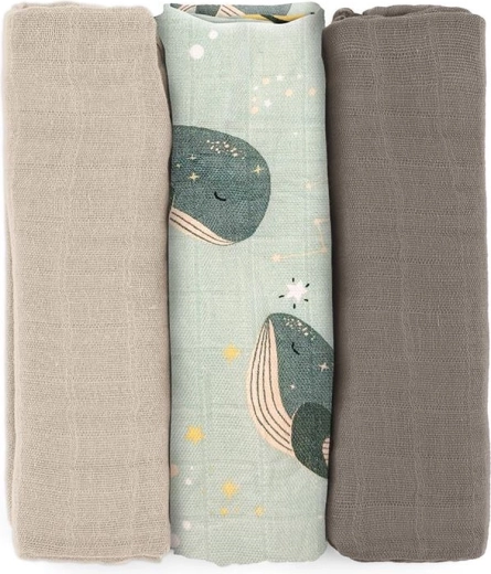 Petite&Mars бамбукови муселинови пелени Moussy whale song 68 × 68 cm, 3 бр.