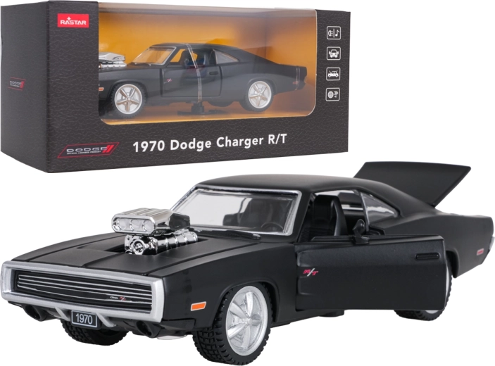 Метален модел на автомобил 1970 Dodge Charger R/T, черен, в мащаб 1:36 RASTAR
