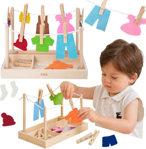 VIGA дървен комплект за простиране и сушене на пране, 27 части