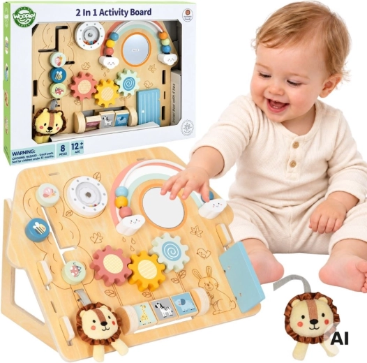 WOOPIE GREEN Wooden 2-in-1 Activity Board House, 8 Pieces