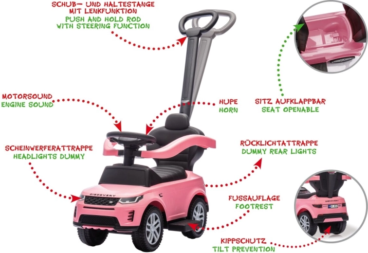 Land Rover Discovery 3-in-1 Ride-On Car, Pink