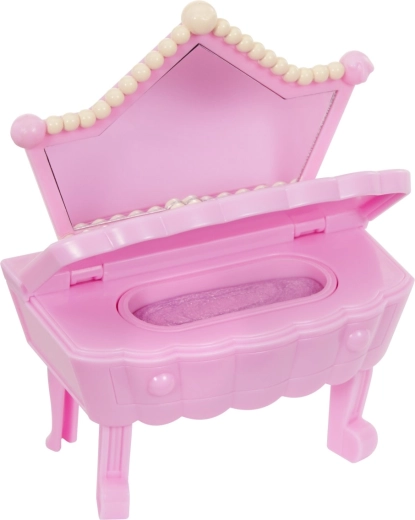 Mini vanity with mirror and storage space