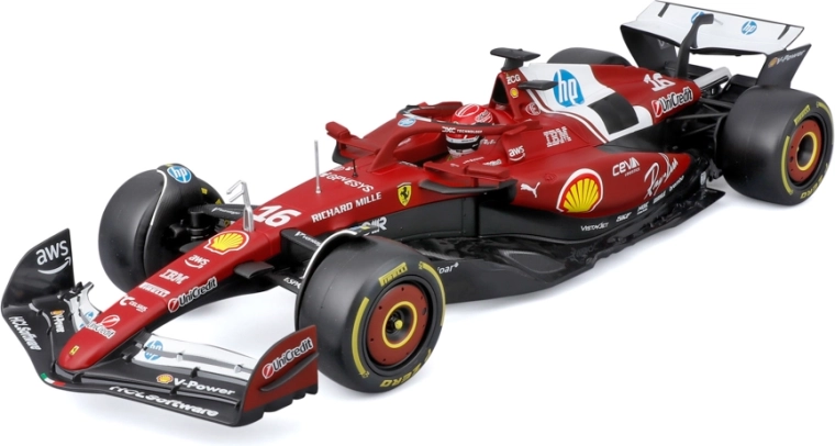 Bburago модел Ferrari SF-25 2025 F1 Charles Leclerc 1:18 с каска
