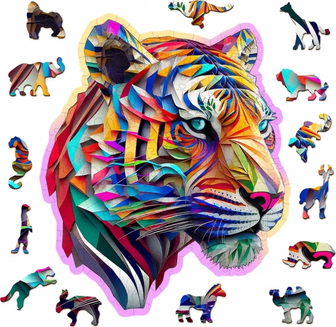 Wooden puzzle Colorful Tiger 150 pieces WOODEN CITY