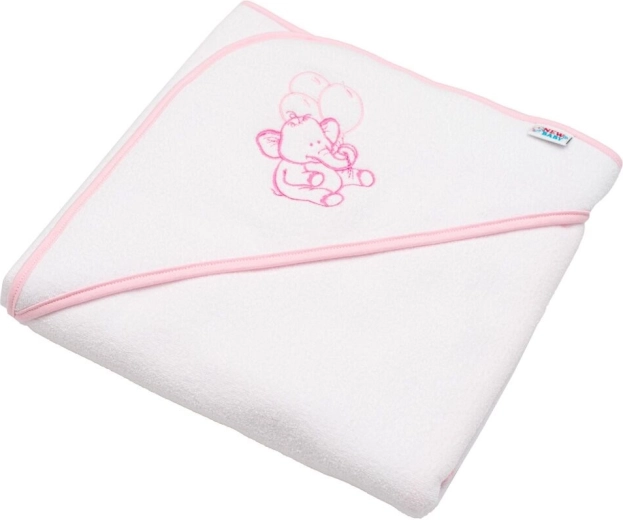 Детска хавлия от хавлиен плат с качулка NEW BABY 80 × 80 см – бяла, слонче
