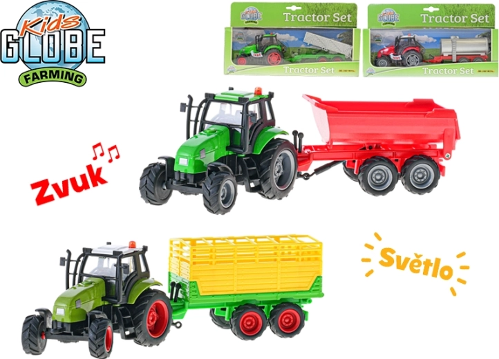 Kids tractor with trailer KIDS GLOBE Farming 25 cm with lights and sounds