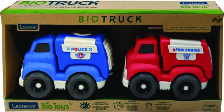 Lexibook bioplastic police and fire truck set 18 cm
