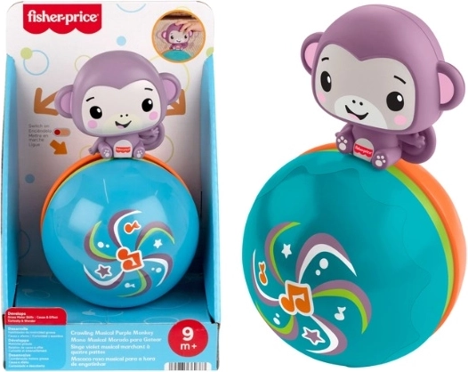 Fisher-Price лилава маймунка с топка за насърчаване на пълзенето