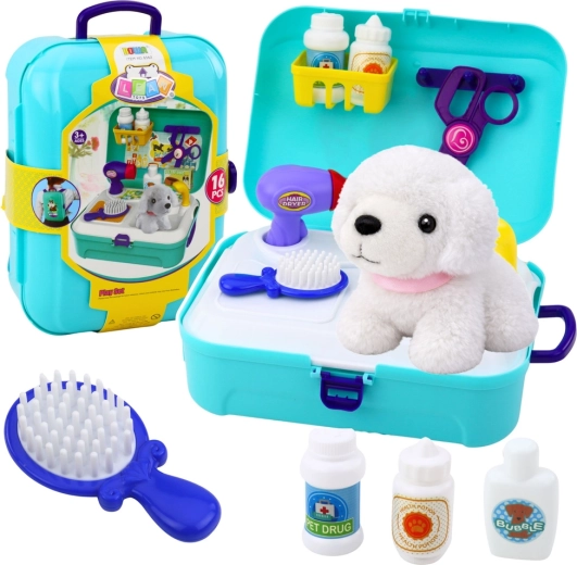 children's pet care beauty salon in a suitcase and backpack PET CARE, 16 pieces