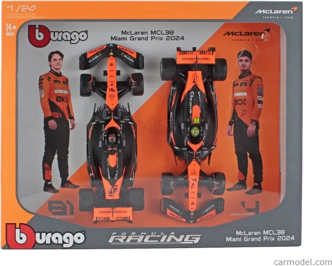 Bburago 1:43 McLaren MCL38 2024 – twin pack Norris and Piastri