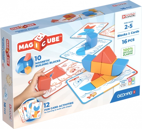 Geomag Magicube Blocks & Cards – magnetic construction set, 16 pieces