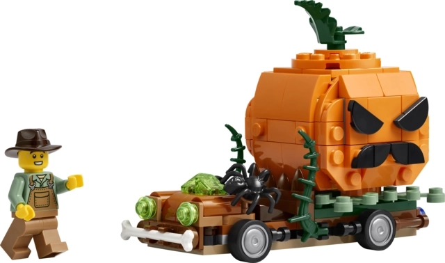 A big pumpkin with spooky details