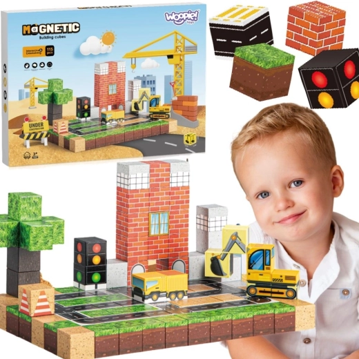 Woopie Magnetic Construction Blocks – Construction Site 115 Pieces