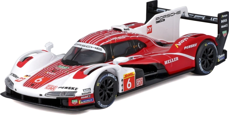 Bburago 1:43 Porsche 963 № 6 – колекционерски модел в подаръчна кутия