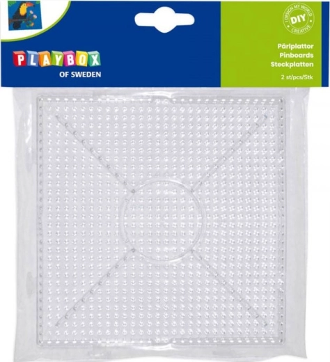 PLAYBOX interlocking pegboards for iron-on beads – square, 2 pcs