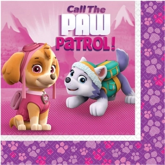 Paw Patrol Pink paper napkins 33 x 33 cm (20 pcs)