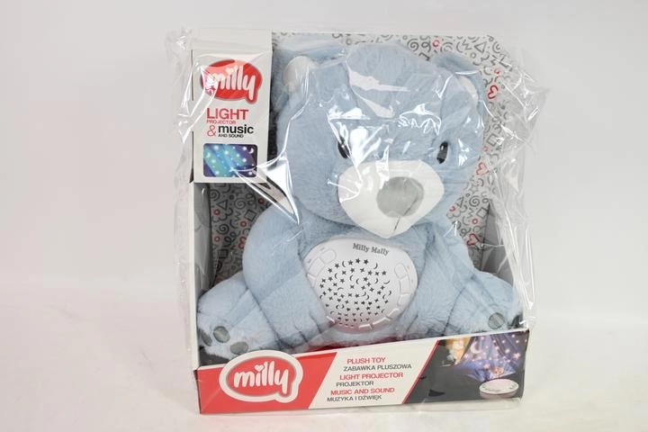 MillyBear blue plush teddy bear with a night sky projector