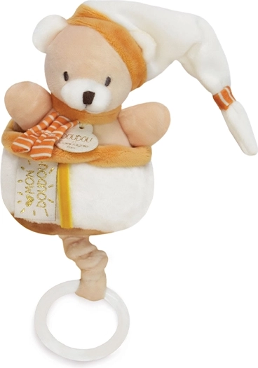 Doudou плюшена музикална играчка меченце 20 см за бебета