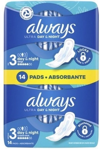 Always Ultra Night Super дамски превръзки с крилца 14 бр.