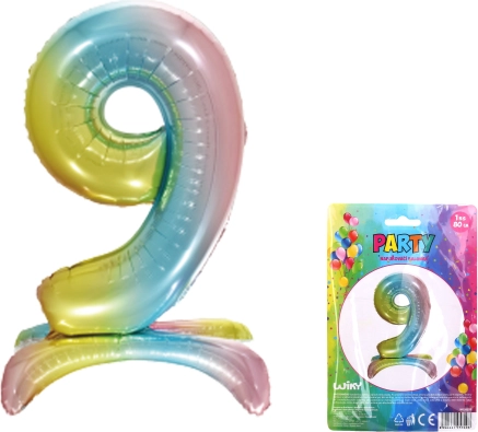 Balloon number 9 rainbow 80 cm