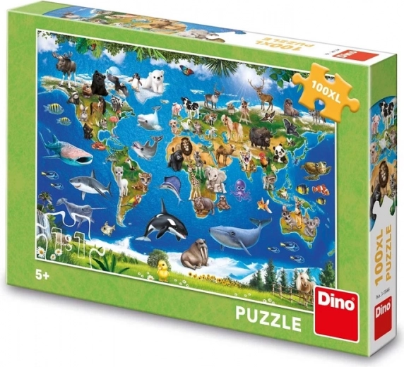 Dino пъзел карта на животните – 100 XL части