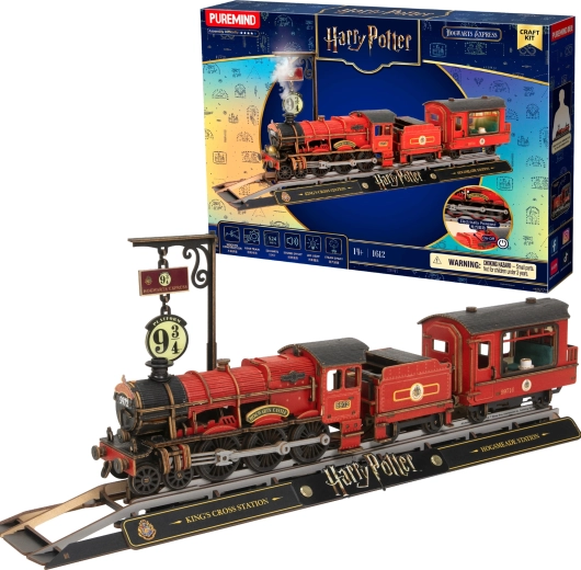 Puremind Harry Potter wooden 3D model of the Hogwarts Express train with light and sound
