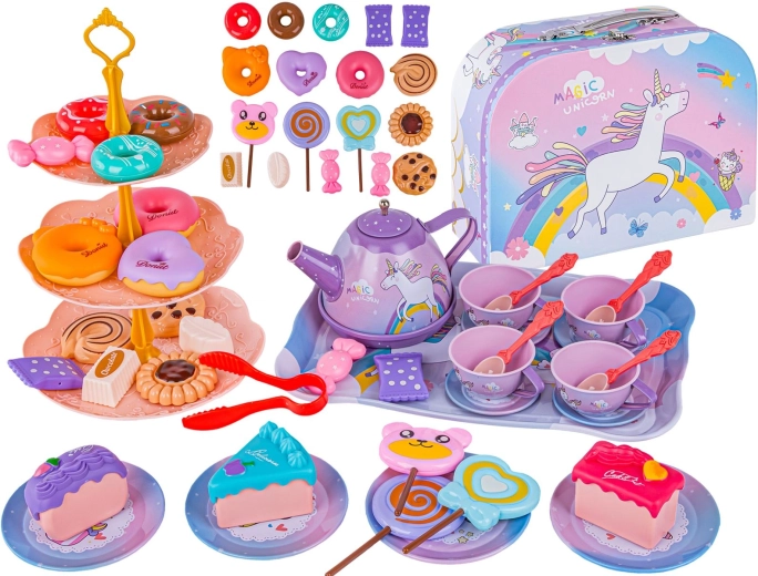 Детски чаен сервиз Magic Unicorn в куфарче – 48 части