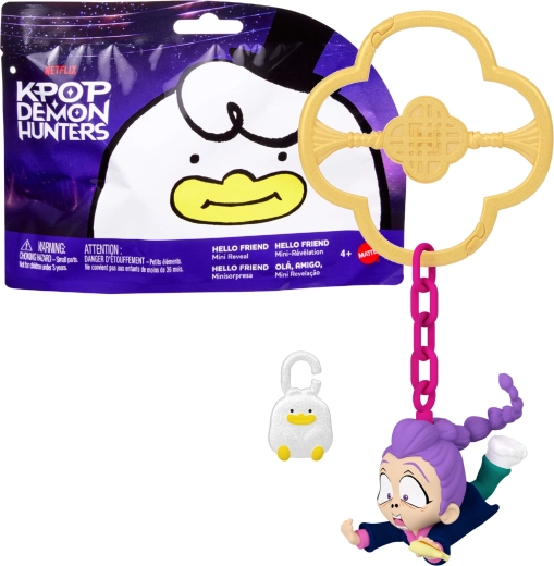 Mattel Netflix KPop Demon Hunters изненада – мини фигурка на ключодържател Hello Friend Mini Reveal
