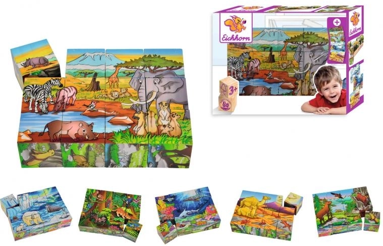 EICHHORN Wooden Picture Blocks, 12 blocks, 6 designs