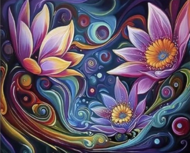 Диамантено рисуване Абстрактни цветя 30 × 40 см