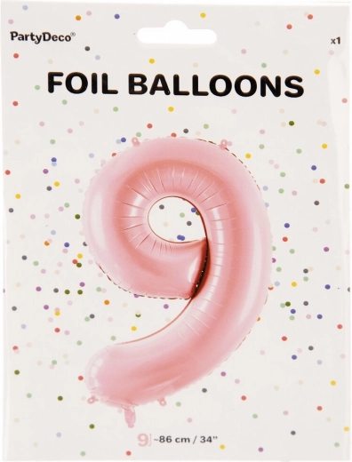 Pink foil balloon number 9, 86 cm