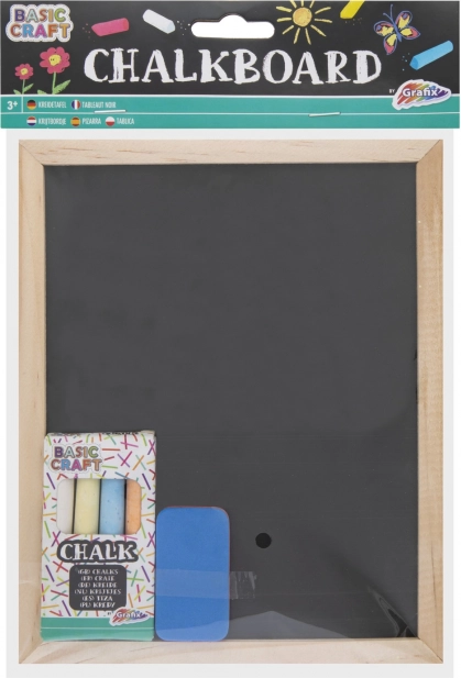 Дървена училищна табличка за писане с тебешир с тебешири и гъбичка
