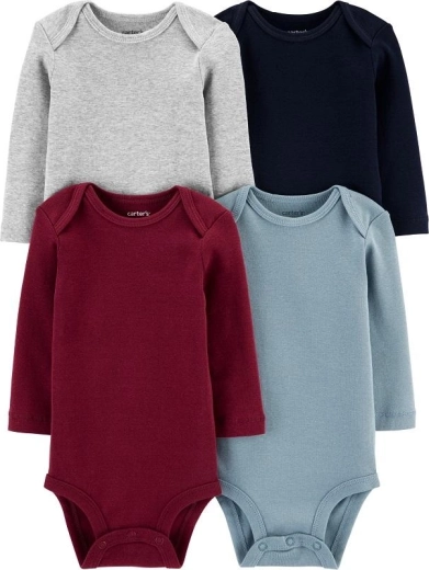 Carter’s baby long-sleeve bodysuits for boys, 4 pcs – solid color LBB 4 pcs NB/ size 56