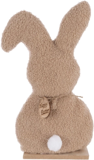 Soft plush bunny on a stable base