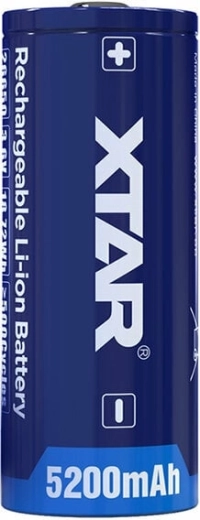 Rechargeable Li-ion Battery XTAR 26650 5200 mAh 3.6 V (button top)
