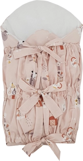 EKO lace-up swaddle wrap with removable coconut insert bees beige 75 × 75 cm