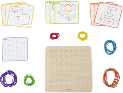 Wooden Geoboard with Elastic Bands