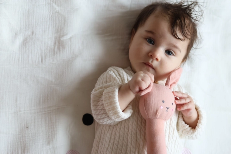 Soft fabric bunny for home and on the go