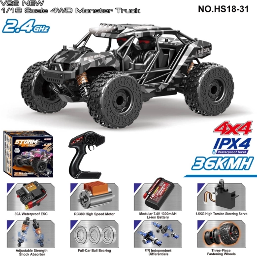RC офроуд автомобил Storm 1:18 със задвижване на всички колела