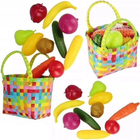 Children's Fruit and Vegetable Set in a Basket, 11 Pieces