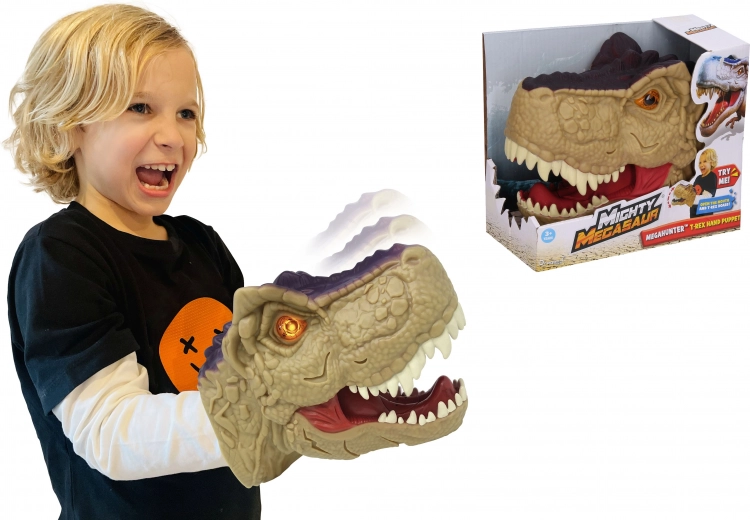 Dinosaur head with effects for hand 20 cm
