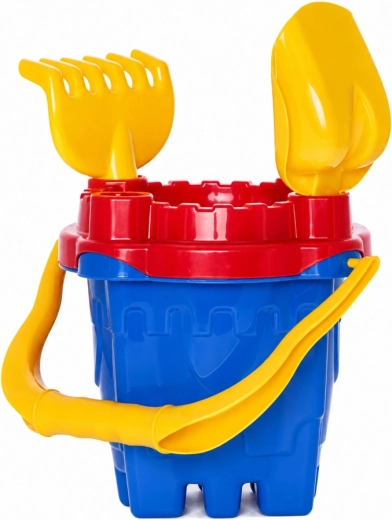 Sand set castle – bucket, sieve, shovel and rake (4 pcs)